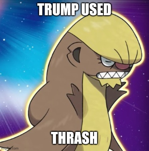 Thrashing | TRUMP USED; THRASH | image tagged in pokemon,election,trump,goodbye | made w/ Imgflip meme maker