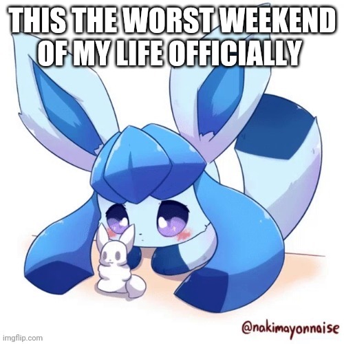 Glaceon and smoll snow man | THIS THE WORST WEEKEND OF MY LIFE OFFICIALLY | image tagged in glaceon and smoll snow man | made w/ Imgflip meme maker