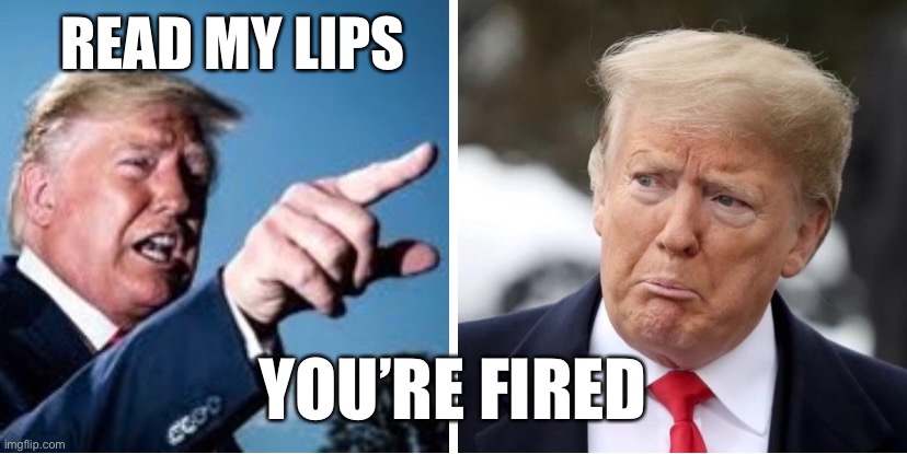 You’re Fired | READ MY LIPS; YOU’RE FIRED | image tagged in trump,election 2020,president trump,2020,freedom,politics | made w/ Imgflip meme maker