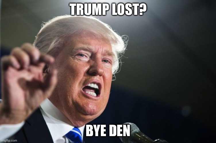 Pun | TRUMP LOST? BYE DEN | image tagged in donald trump | made w/ Imgflip meme maker