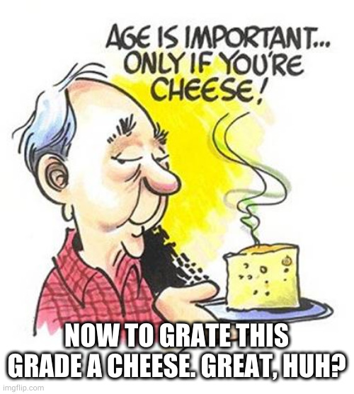 NOW TO GRATE THIS GRADE A CHEESE. GREAT, HUH? | made w/ Imgflip meme maker