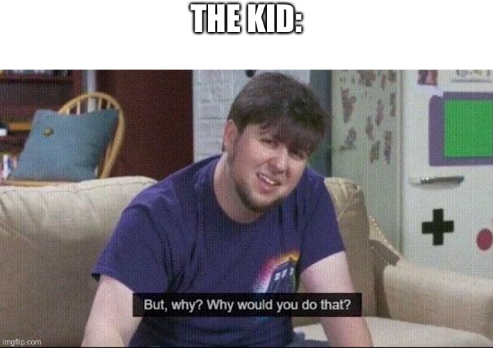 But why why would you do that? | THE KID: | image tagged in but why why would you do that | made w/ Imgflip meme maker
