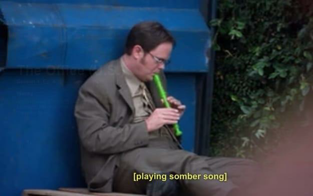 Dwight playing somber song Blank Meme Template