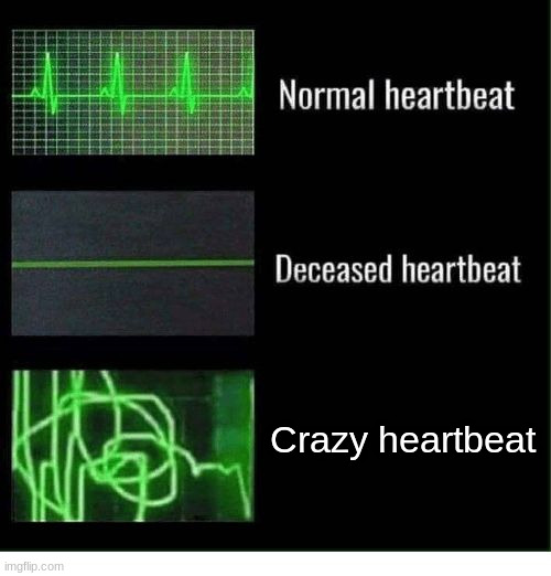 You can't say I'm not wrong | Crazy heartbeat | image tagged in normal heartbeat deceased heartbeat | made w/ Imgflip meme maker