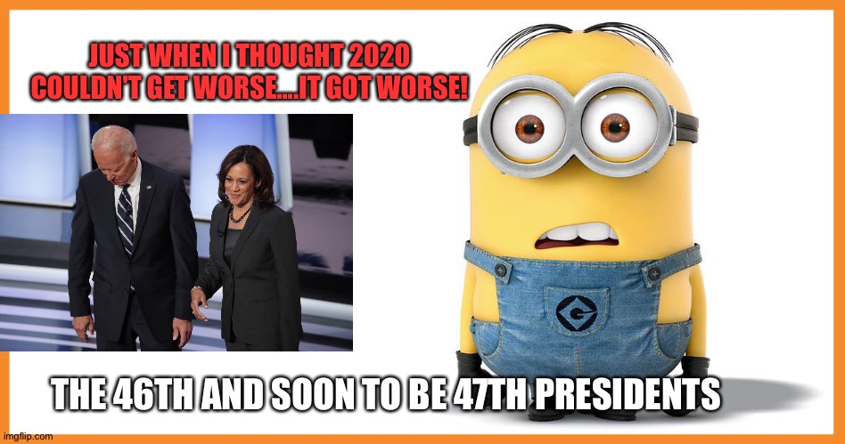 Minion-duh | JUST WHEN I THOUGHT 2020 COULDN'T GET WORSE....IT GOT WORSE! THE 46TH AND SOON TO BE 47TH PRESIDENTS | image tagged in minion-duh | made w/ Imgflip meme maker