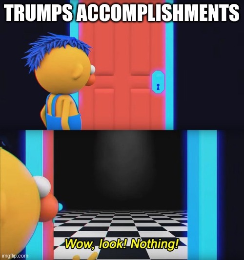 Wow, look! Nothing! | TRUMPS ACCOMPLISHMENTS | image tagged in wow look nothing | made w/ Imgflip meme maker