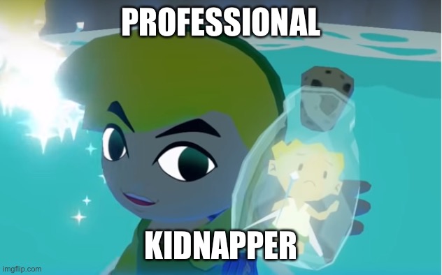 Kidnapper | PROFESSIONAL; KIDNAPPER | image tagged in legend of zelda fairy in a bottle | made w/ Imgflip meme maker