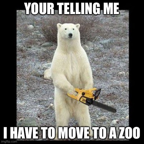 Chainsaw Bear | YOUR TELLING ME; I HAVE TO MOVE TO A ZOO | image tagged in memes,chainsaw bear | made w/ Imgflip meme maker