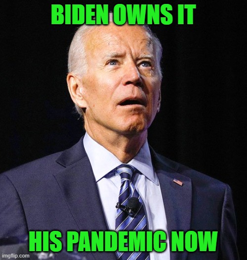 Joe Biden | BIDEN OWNS IT HIS PANDEMIC NOW | image tagged in joe biden | made w/ Imgflip meme maker