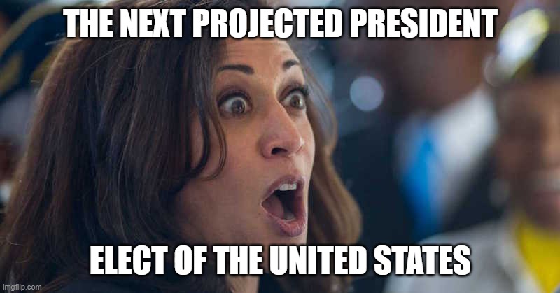 Bye, bye, Biden. | THE NEXT PROJECTED PRESIDENT; ELECT OF THE UNITED STATES | image tagged in kamala harriss | made w/ Imgflip meme maker