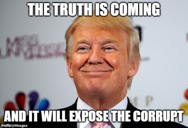 Donald trump approves | THE TRUTH IS COMING AND IT WILL EXPOSE THE CORRUPT | image tagged in donald trump approves | made w/ Imgflip meme maker