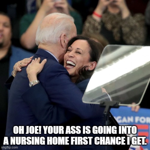 Joe Biden Kamala Harris | OH JOE! YOUR ASS IS GOING INTO A NURSING HOME FIRST CHANCE I GET. | image tagged in joe biden kamala harris | made w/ Imgflip meme maker