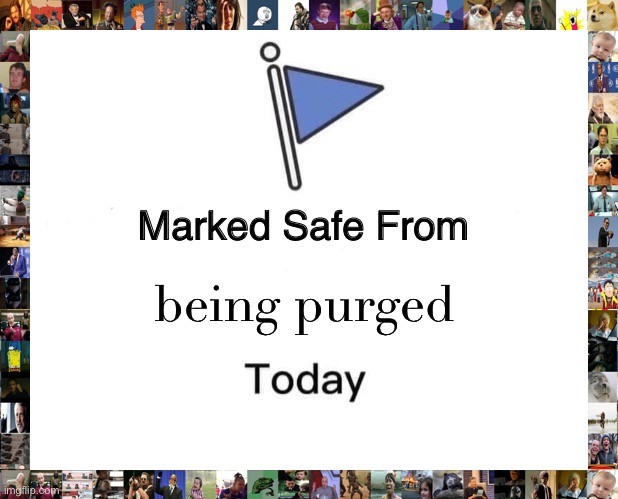 Many have tried: none have succeeded | being purged | image tagged in memes,marked safe from,the purge,purge,meanwhile on imgflip,deleted accounts | made w/ Imgflip meme maker