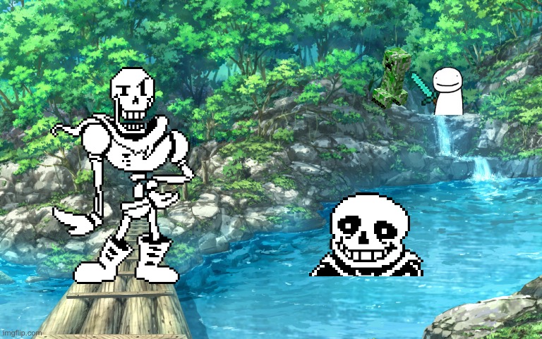 Papyrus go to a beautiful river meanwhile Sans was swimming in it | image tagged in papyrus | made w/ Imgflip meme maker