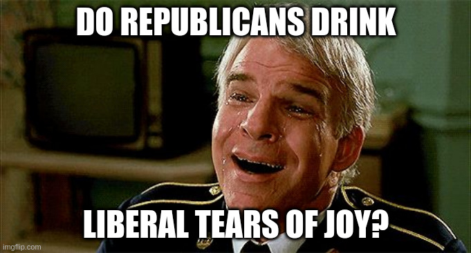 I don't know! | DO REPUBLICANS DRINK; LIBERAL TEARS OF JOY? | image tagged in happy tears,humor,election 2020,tears of joy,liberals,republicans | made w/ Imgflip meme maker