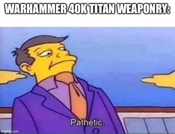 skinner pathetic | WARHAMMER 40K TITAN WEAPONRY: | image tagged in skinner pathetic | made w/ Imgflip meme maker