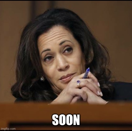 She’s Biden her time to be the next president | SOON | image tagged in kamala harris | made w/ Imgflip meme maker