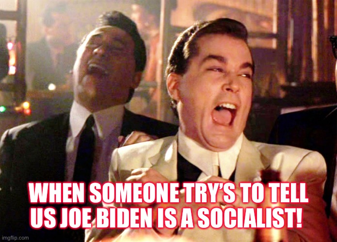 Good Fellas Hilarious | WHEN SOMEONE TRY’S TO TELL US JOE BIDEN IS A SOCIALIST! | image tagged in memes,good fellas hilarious,joe biden,socialism,communist socialist,election 2020 | made w/ Imgflip meme maker