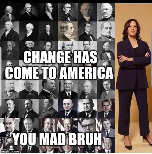 Vice President Chart | CHANGE HAS COME TO AMERICA; YOU MAD BRUH | image tagged in vice president chart | made w/ Imgflip meme maker