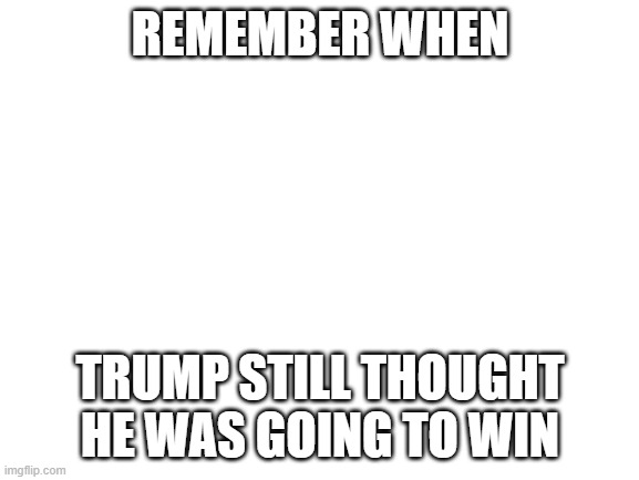 Blank White Template | REMEMBER WHEN; TRUMP STILL THOUGHT HE WAS GOING TO WIN | image tagged in blank white template | made w/ Imgflip meme maker