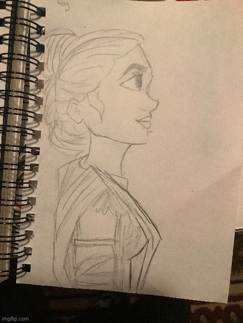 Messy sketch of Rey, I’ll post the finished one in the comments | made w/ Imgflip meme maker