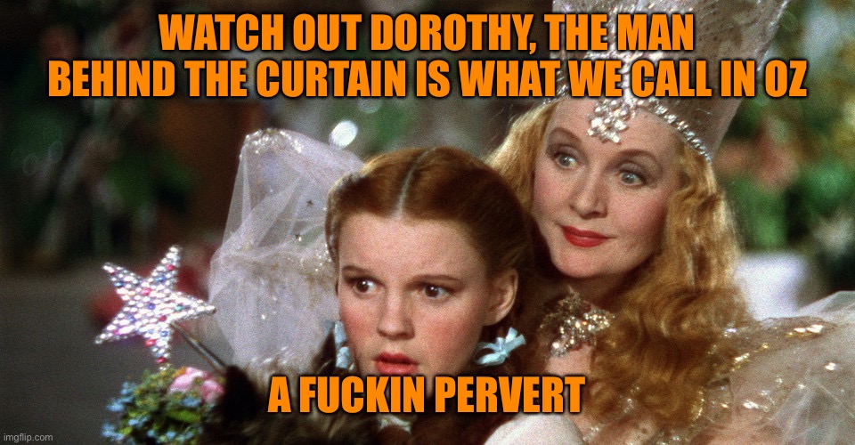 WATCH OUT DOROTHY, THE MAN BEHIND THE CURTAIN IS WHAT WE CALL IN OZ A FUCKIN PERVERT | made w/ Imgflip meme maker