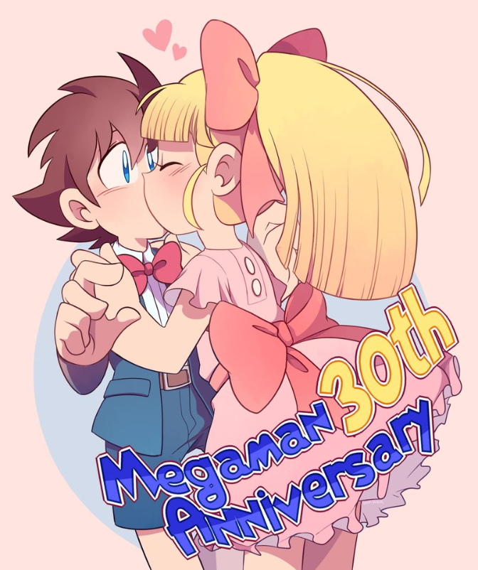 High Quality Megaman 30th Anniversary kiss Blank Meme Template