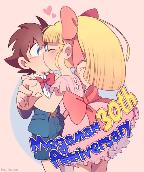 Megaman Roll Kiss | image tagged in megaman 30th anniversary kiss | made w/ Imgflip meme maker