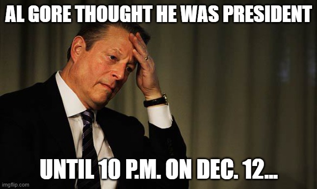 Al Gore | AL GORE THOUGHT HE WAS PRESIDENT; UNTIL 10 P.M. ON DEC. 12... | image tagged in al gore facepalm | made w/ Imgflip meme maker