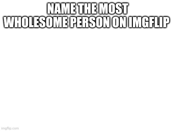 Blank White Template | NAME THE MOST WHOLESOME PERSON ON IMGFLIP | image tagged in blank white template | made w/ Imgflip meme maker