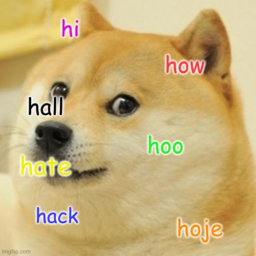 h all around | hi; how; hall; hoo; hate; hack; hoje | image tagged in memes,doge | made w/ Imgflip meme maker