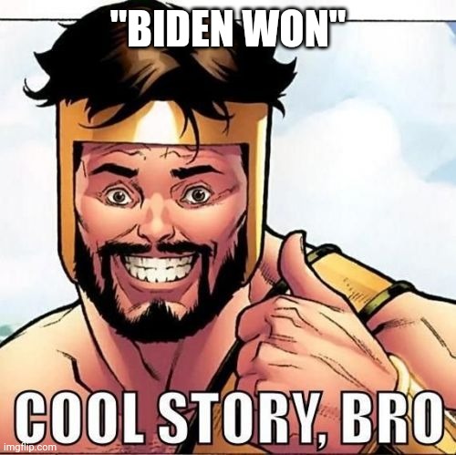 Politics and stuff | "BIDEN WON" | image tagged in memes,cool story bro | made w/ Imgflip meme maker