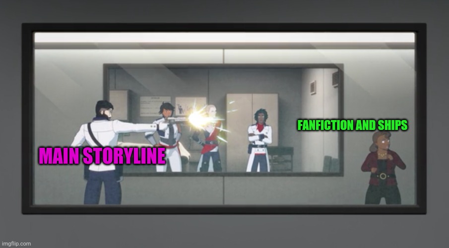  FANFICTION AND SHIPS; MAIN STORYLINE | image tagged in rwby volume 8 general ironwood | made w/ Imgflip meme maker