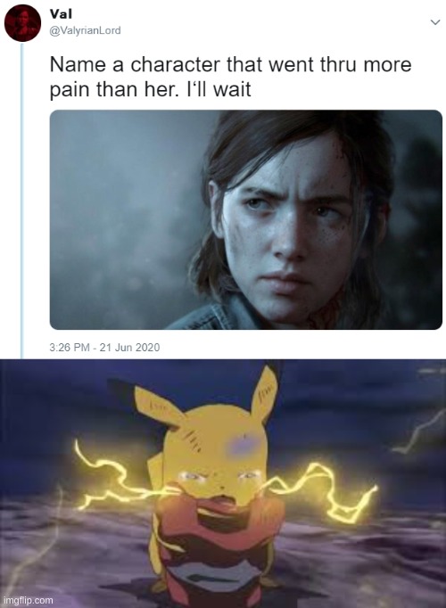 image tagged in name one character who went through more pain than her | made w/ Imgflip meme maker