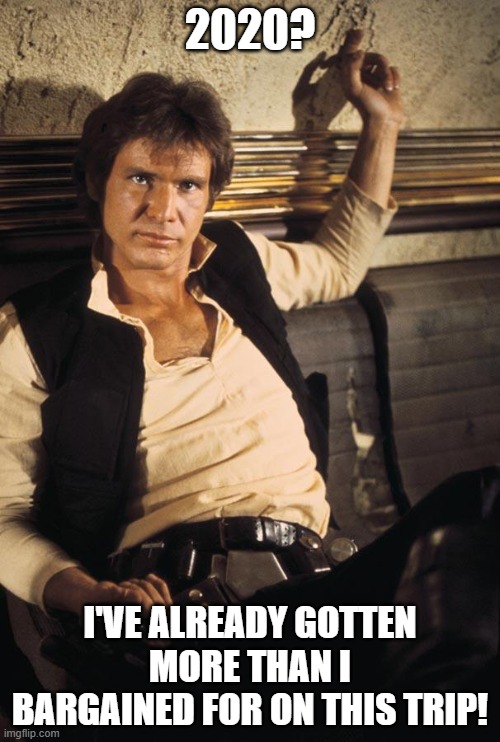 Han Solo 2020 | 2020? I'VE ALREADY GOTTEN MORE THAN I BARGAINED FOR ON THIS TRIP! | image tagged in memes,han solo,2020,2020 sucks | made w/ Imgflip meme maker