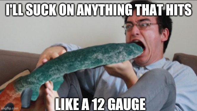I'LL SUCK ON ANYTHING THAT HITS LIKE A 12 GAUGE | made w/ Imgflip meme maker