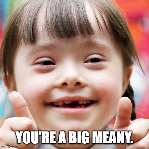 YOU'RE A BIG MEANY. | made w/ Imgflip meme maker