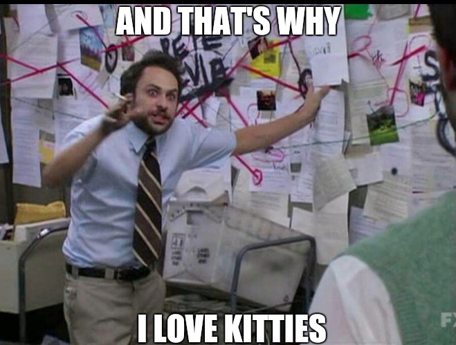 Trying to explain | AND THAT'S WHY; I LOVE KITTIES | image tagged in trying to explain | made w/ Imgflip meme maker