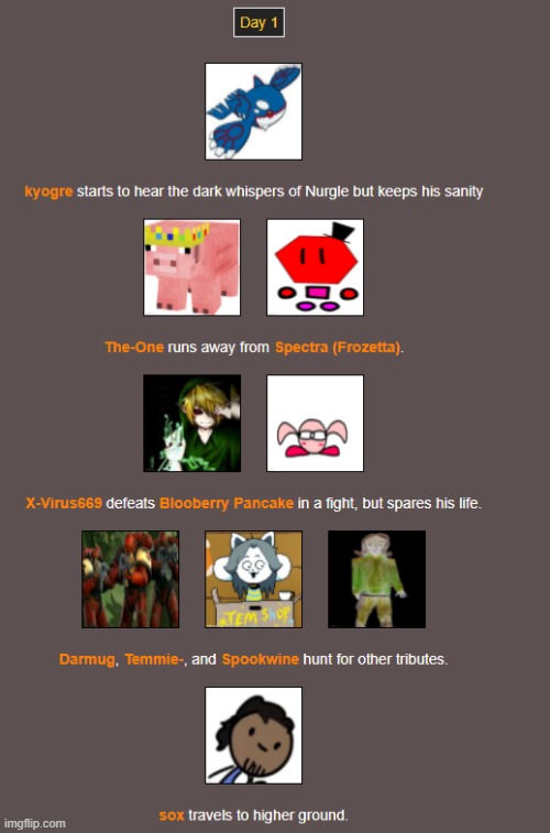 Day 1 (1) | image tagged in hunger games | made w/ Imgflip meme maker