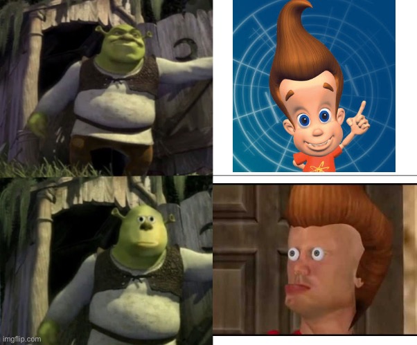 Shocked Shrek Face Swap | image tagged in shocked shrek face swap,bootleg,jimmy neutron,memes | made w/ Imgflip meme maker