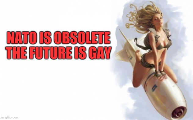 missile girl | NATO IS OBSOLETE

THE FUTURE IS GAY | image tagged in missile girl | made w/ Imgflip meme maker