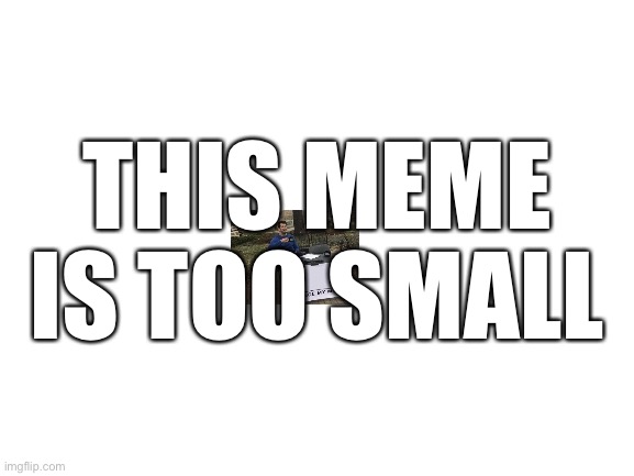 Smallest meme ever | THIS MEME IS TOO SMALL | image tagged in blank white template,small,funny memes,memes,change my mind | made w/ Imgflip meme maker