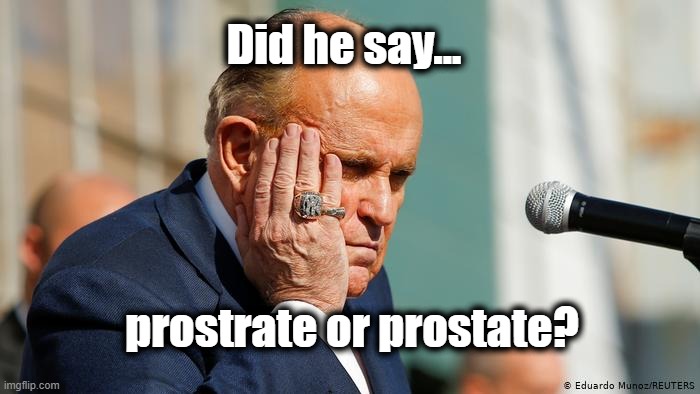 Prostrate or Prostate? | Did he say... prostrate or prostate? | image tagged in four seasons,rudy giuliani,donald trump,election 2020,morons | made w/ Imgflip meme maker