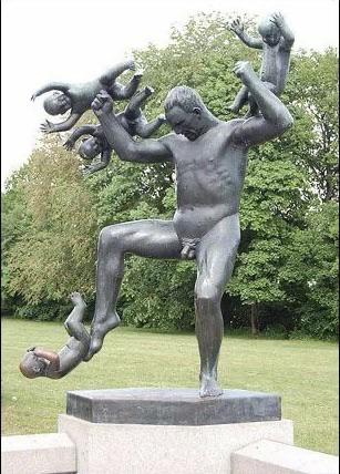 High Quality Statue of man fighting babies Blank Meme Template