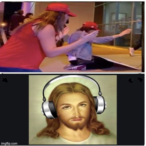 taken splitscreen | image tagged in memes,jesus isn't real,trump,evangelicals,christians | made w/ Imgflip meme maker