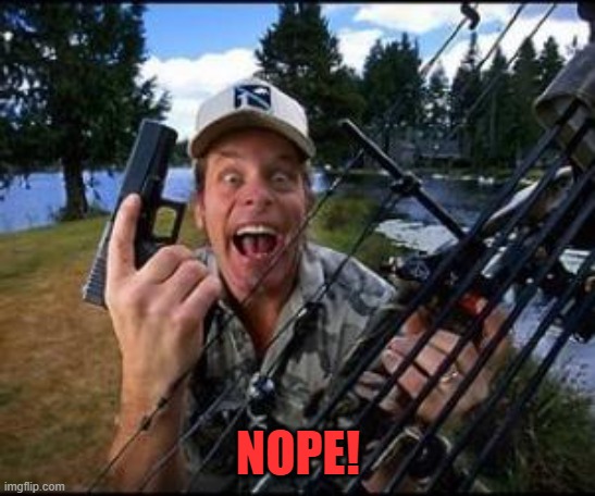 ted nugent | NOPE! | image tagged in ted nugent | made w/ Imgflip meme maker