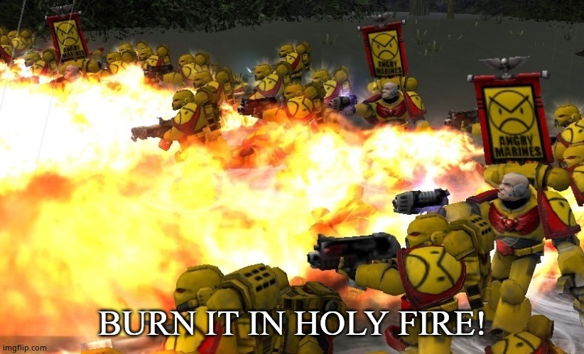 BURN IT IN HOLY FIRE! 2 | image tagged in burn it in holy fire 2 | made w/ Imgflip meme maker