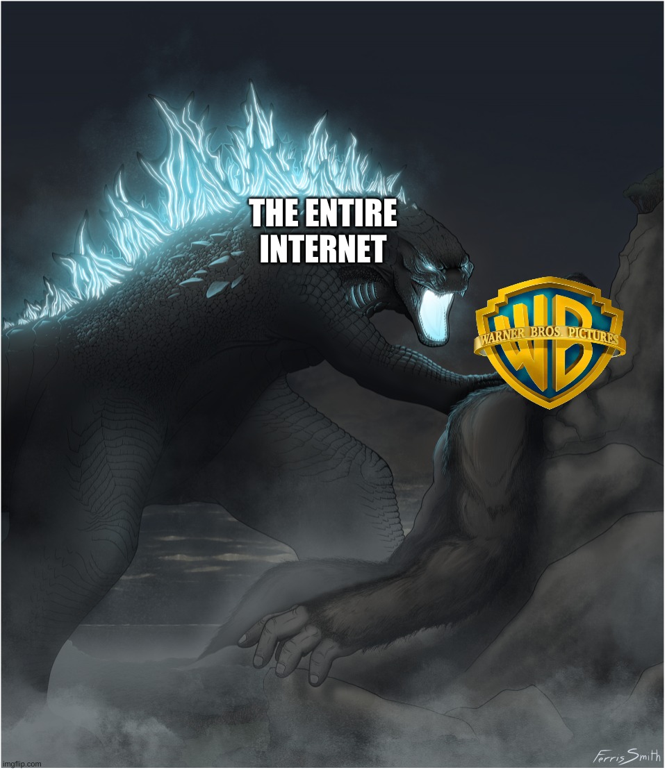when Warner brothers fired Johnny Depp | THE ENTIRE INTERNET | image tagged in godzilla vs kong | made w/ Imgflip meme maker