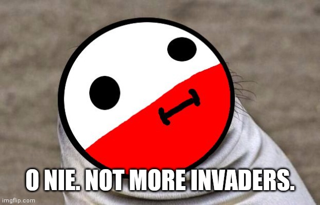 awkward moment polandball | O NIE. NOT MORE INVADERS. | image tagged in awkward moment polandball | made w/ Imgflip meme maker