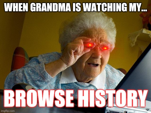 Grandma Finds The Internet Meme | WHEN GRANDMA IS WATCHING MY... BROWSE HISTORY | image tagged in memes,grandma finds the internet | made w/ Imgflip meme maker